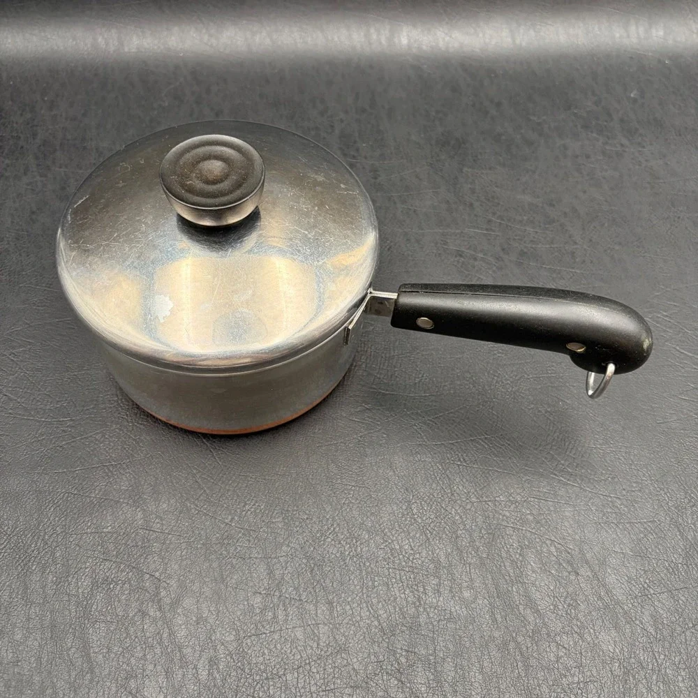Vintage Revere Ware 1 Qt Saucepan Copper Clad Stainless Steel Lid Clinton IL